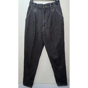 Vtg 90s Hector Fashions Jeans‎ High Waist Pleated Black Mom Jeans USA Made Sz 8